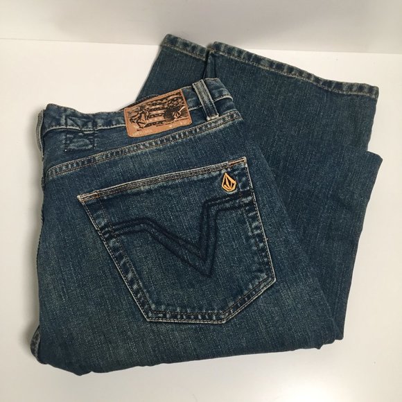 Volcom Black Zip Jeans Relaxed Fit 34 - Picture 1 of 10
